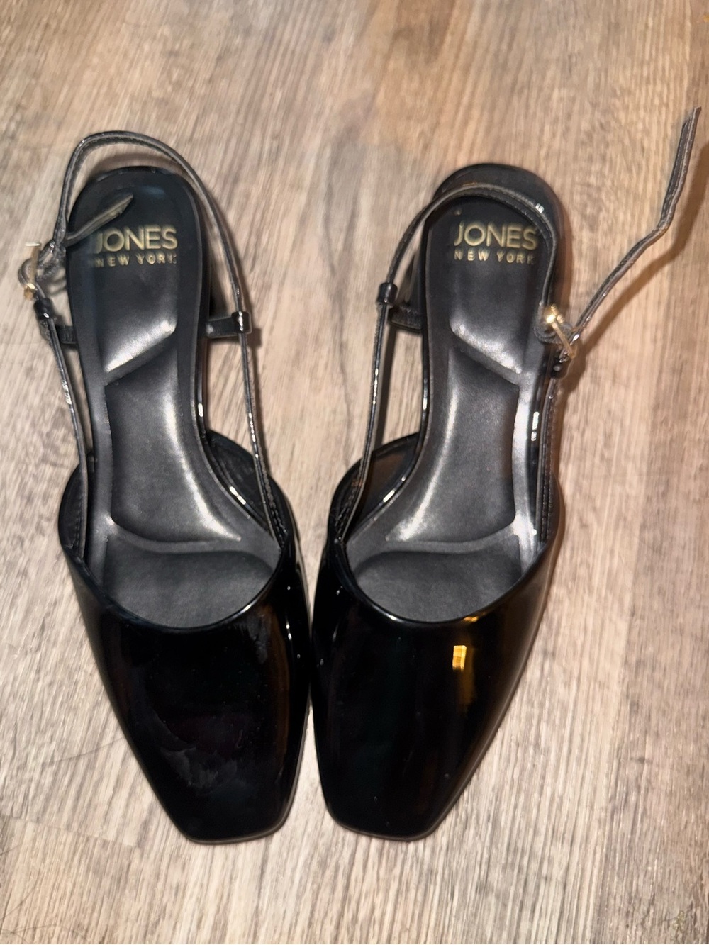 Jones New York Black Patent Slingback Heels